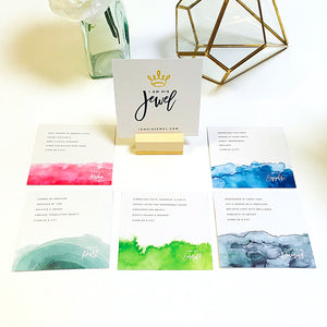 CARD SET: WATERCOLOR JEWEL INSPIRATIONS. CARDS & STAND