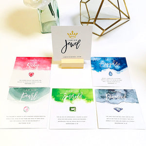 CARD SET: WATERCOLOR JEWEL INSPIRATIONS. CARDS & STAND